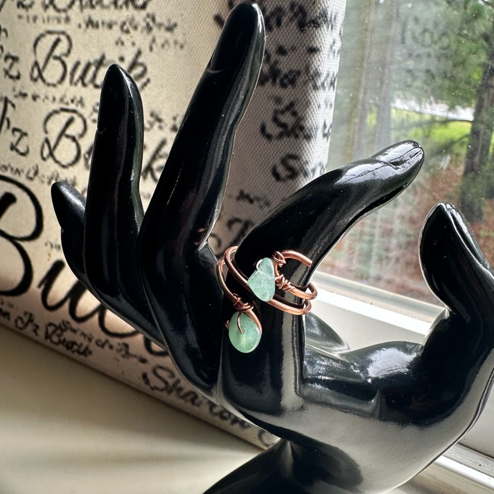 Copper Wire Wrapped Green Aventurine Crystal Ring Handmade with Love ☮️❤️🔆